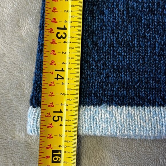 Vintage Carroll Reed Multi Shade Blues Zip Up Embroidered Knit Cardigan Sweater - Picture 9 of 10